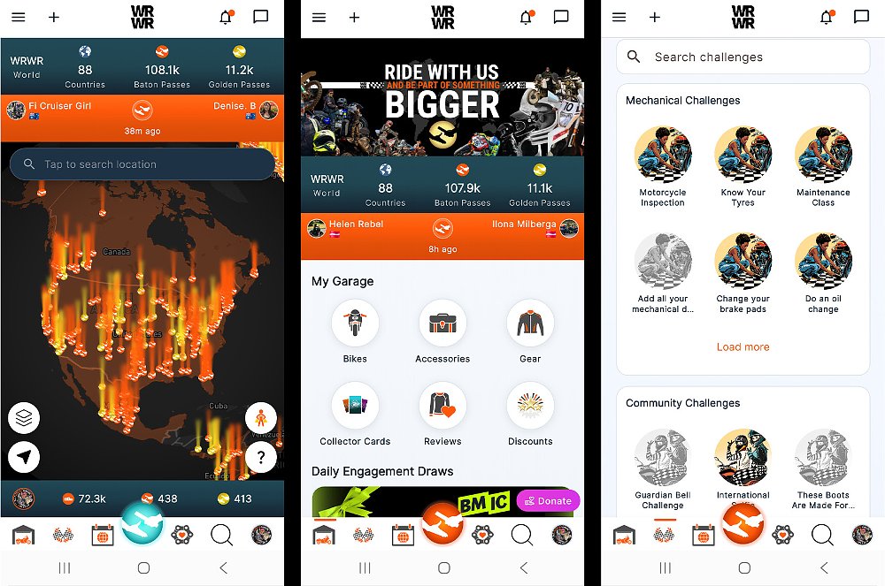 Screenshots of the WRWR app.