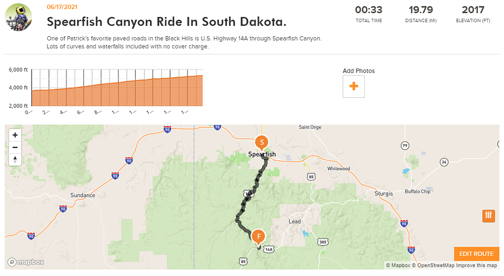 Spearfish Canyon map